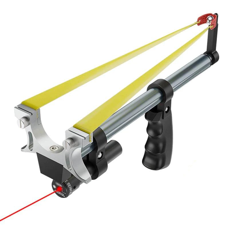 Teleskop-Steinschleuder mit rotem Laser